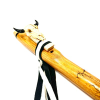 Singingtree’s Canarywood Buffalo Skull Flute with Lichtenberg Art-Low C# NAF minor-In Stock