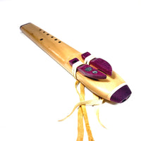 Poplar and Purple Heart Alternating Drone Flute - F# Minor - In Stock