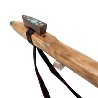 Figured Cherry Native American style Flute with Turquoise-Low B-NAF minor-In Stock