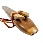 Walnut and Teak BurlAlternating Drone Flute-Low D NAF minor--In Stock