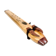 Madrone Wood Alternating Drone Flute with Eagle Feather Woodburning, Low C NAI ( North American Indigenous Scale)-In Stock