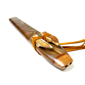 Figured Claro Walnut and Hawaiian Koa Alternating Drone flute, F# Anasazi--In Stock