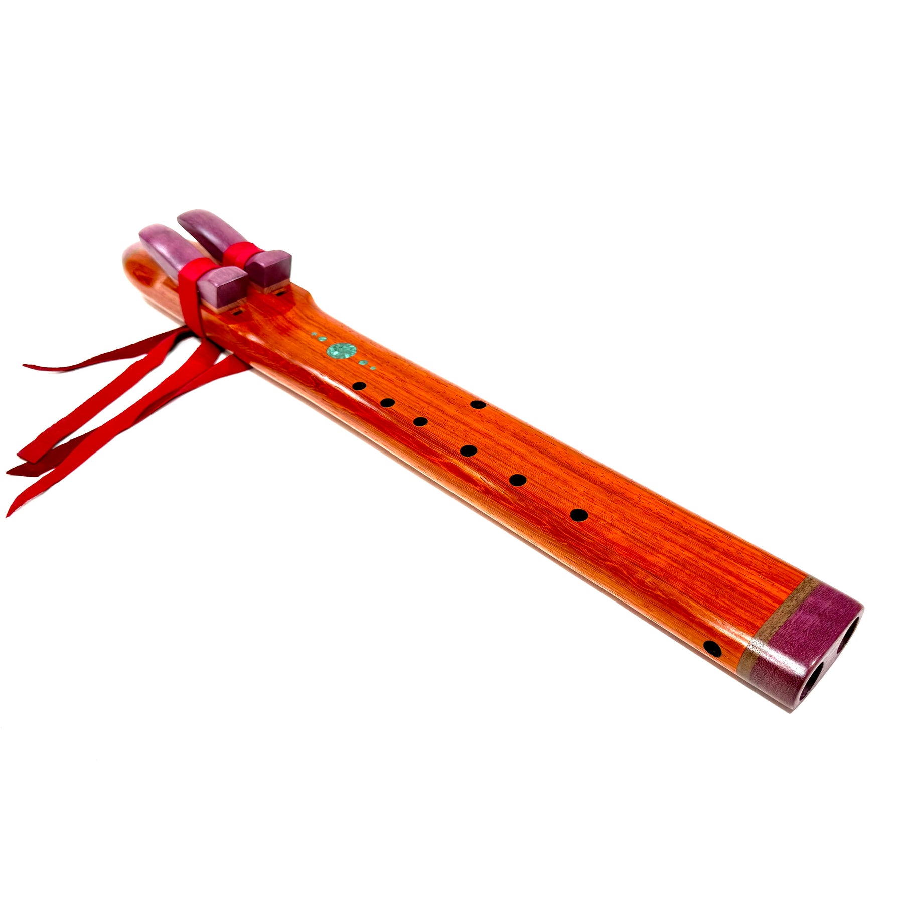 Flute Tree Paduk, Purple Heart and Malachite Drone, Single Flute Series - Mid Ran ...