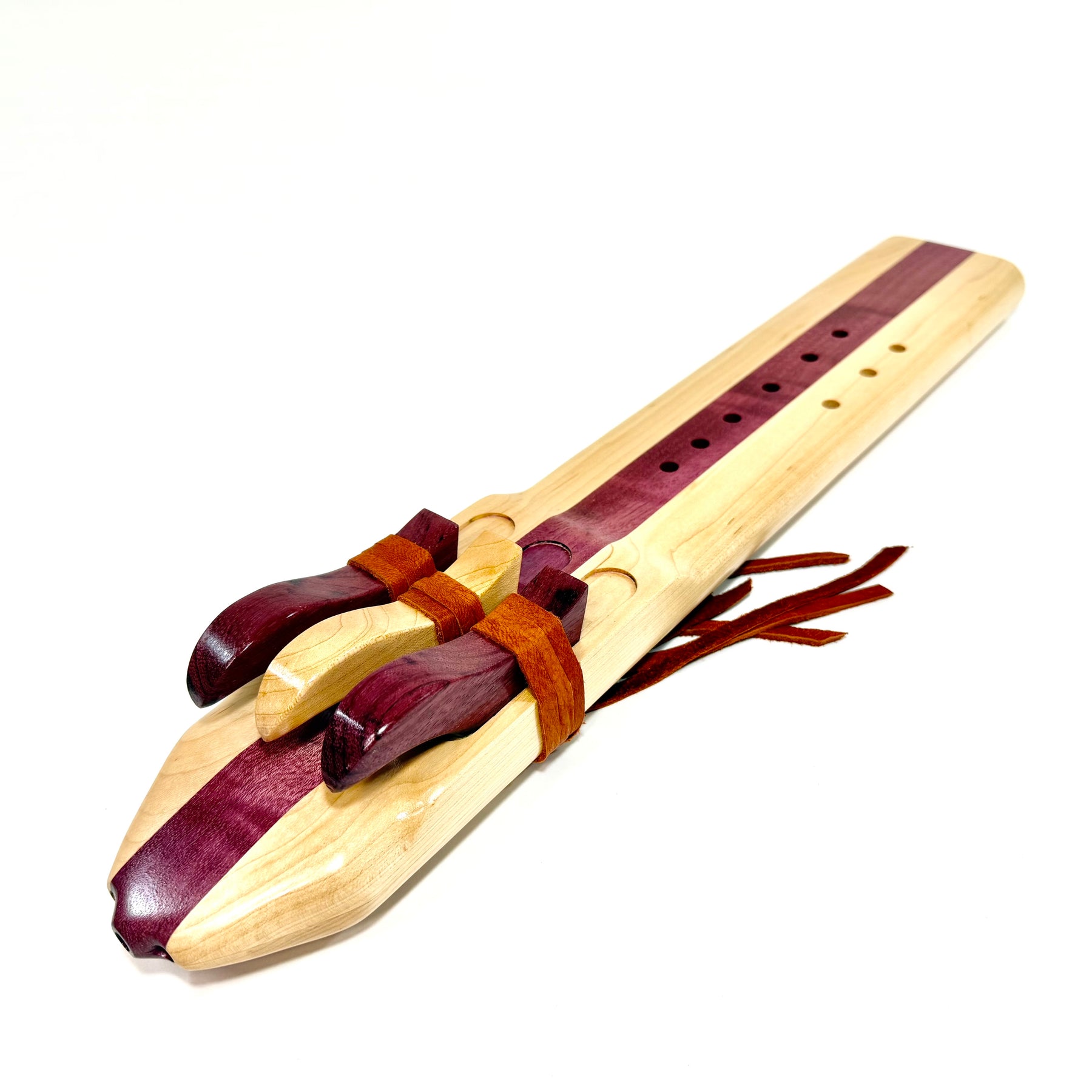 Flute Tree ELEMENTAL Maple and Purple Heart , Laminated Triple Drone Flute- Mid R ...