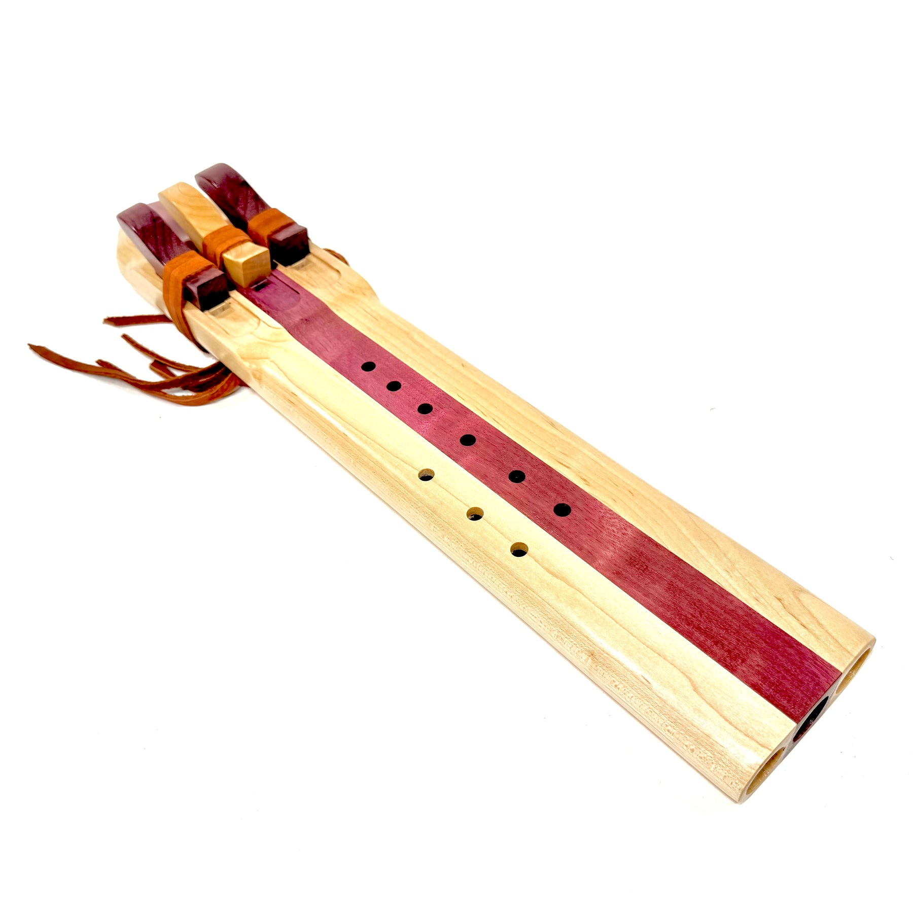 Flute Tree ELEMENTAL Maple and Purple Heart , Laminated Triple Drone Flute- Mid R ...